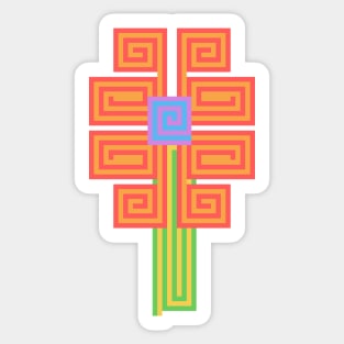 Spiral Pixel Flower Sticker